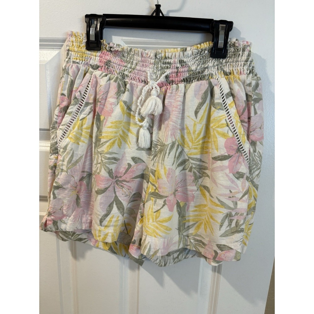 Briggs New York Floral Linen Blend Shorts, Medium, Beach Resort